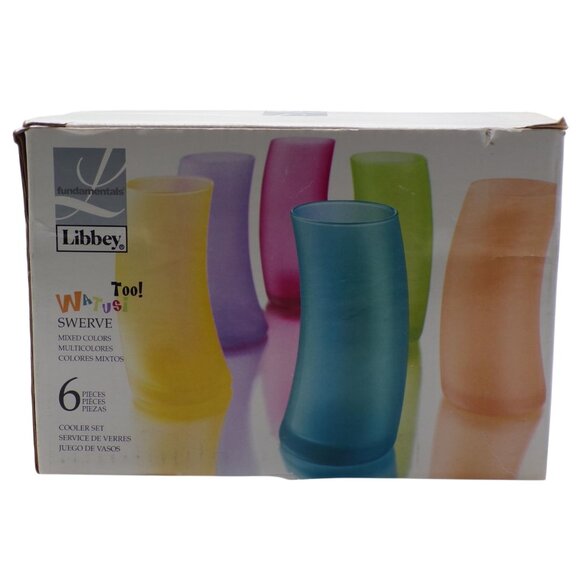 Libbey Watusi Too Swerve Mixed Colors 6-Piece 16oz Frosted Drinking Glass Set - Picture 1 of 12